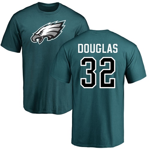 Men Philadelphia Eagles #32 Rasul Douglas Green Name and Number Logo NFL T Shirt->nfl t-shirts->Sports Accessory